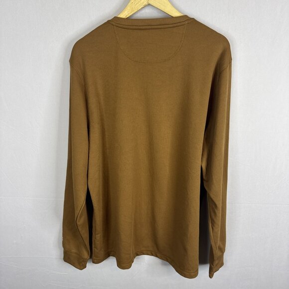 John Deere Thermal Henley Long Sleeve Shirt Men’s XL Brown Waffle Knit Polyester - Picture 5 of 7